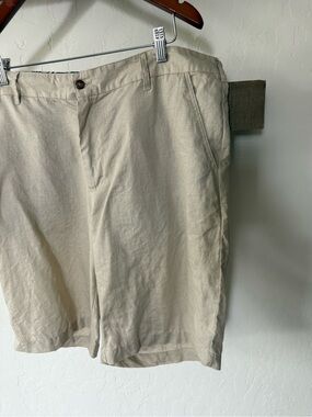 B Moon|Men’s Casual Linen Shorts in Beige Tan Neutral color•Summer staple LARGE